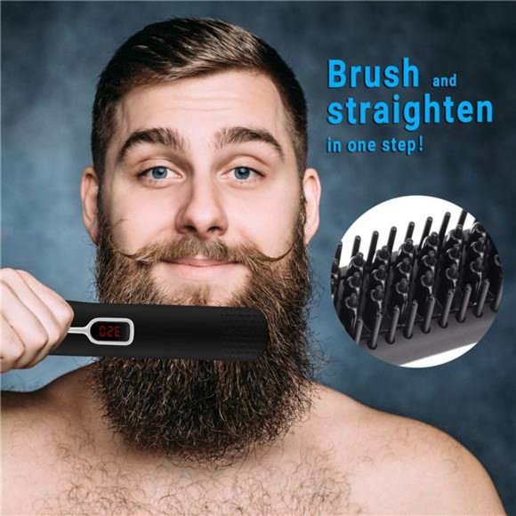 Beard Straightener Comb for Men - Electric Heated Brush Portable - Picture 2 of 7